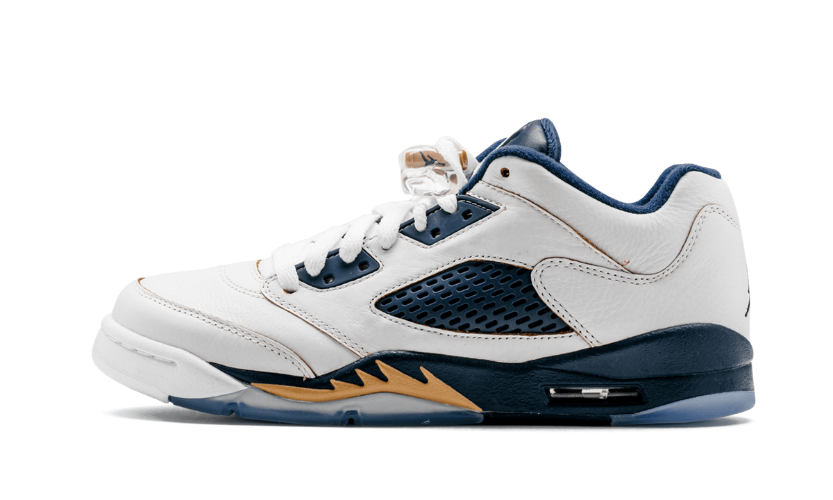 Air Jordan 5 Retro Low GS "WHITE / METALLIC GOLD / MID NAVY" 314338 135